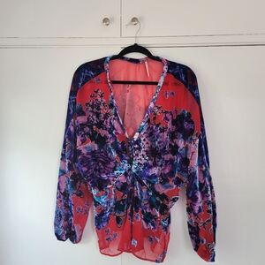 Free People Bonnie Burnout Floral Top
